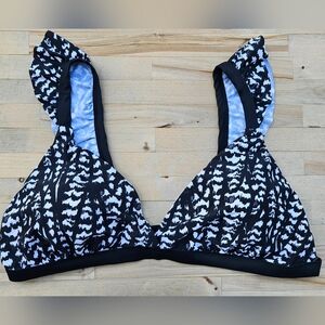 24W, Raisins Bikini Top, Black&White, Ruffled Strap, Hatrdare